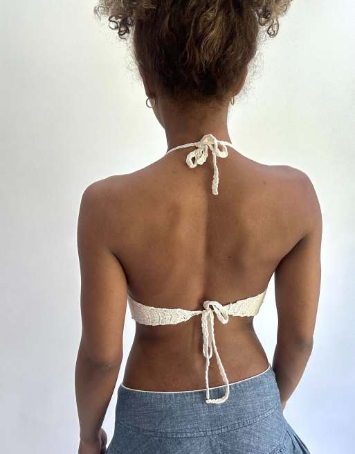 Vintage crochet bralette top in cream, 2 of 4