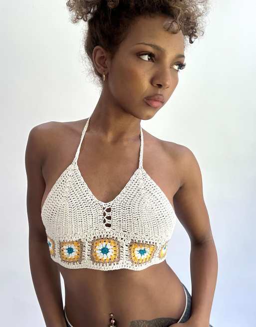 Vintage crochet bralette top in cream, 4 of 4