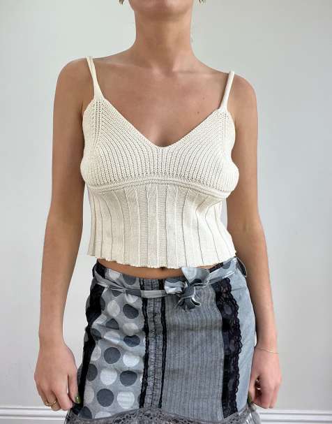 Vintage crochet cami in white - view 1