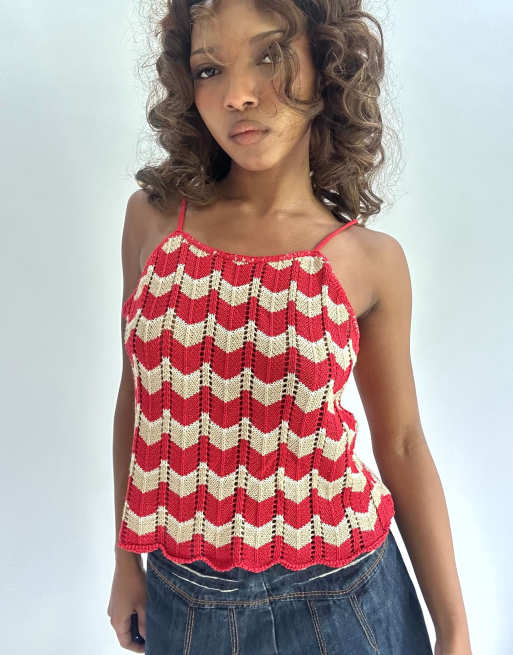 Vintage crochet cami top in red
