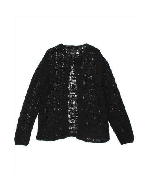 Vintage Crochet Cardigan Sweater UK 14 Medium In Black