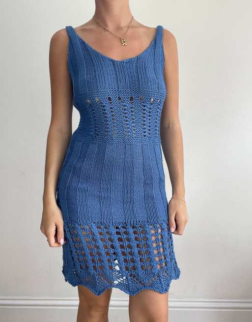 Vintage crochet dress in blue