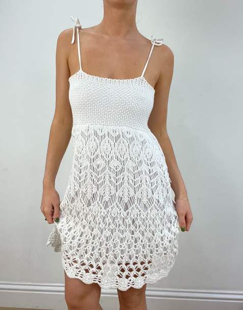 Vintage crochet dress in white - view 1