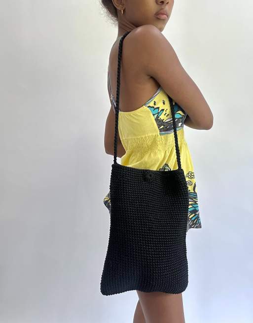 Vintage crochet handbag in black