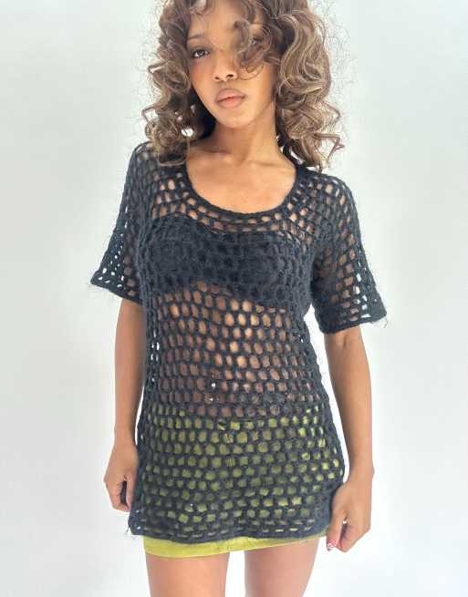 Vintage crochet top in black