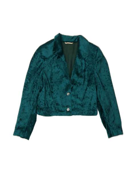 Vintage Crop 2 Button Blazer Jacket UK 12 Medium In Green - view 1