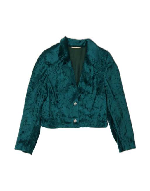 Vintage Crop 2 Button Blazer Jacket UK 12 Medium In Green