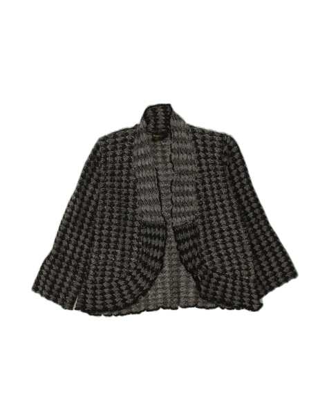 Vintage Crop 3/4 Sleeve Cardigan Sweater UK 10 Small In Black - view 1