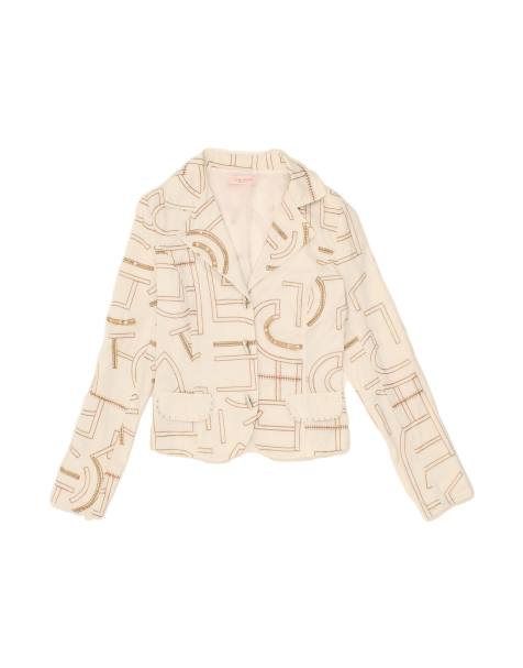 Vintage Crop 3 Button Blazer Jacket UK 12 Medium In Off In White - view 1