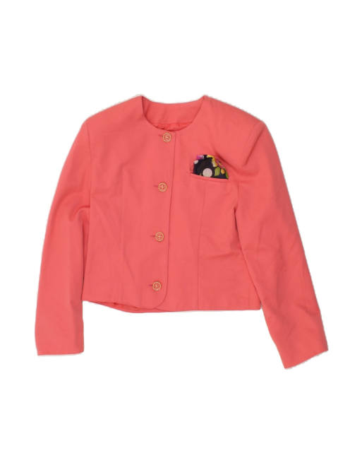 Vintage Crop 4 Button Blazer Jacket UK 10 Small In Pink