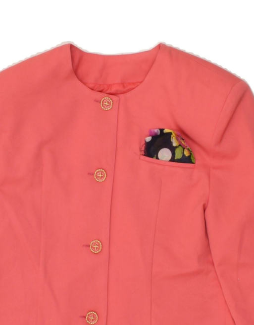 Vintage Crop 4 Button Blazer Jacket UK 10 Small In Pink, 3 of 4