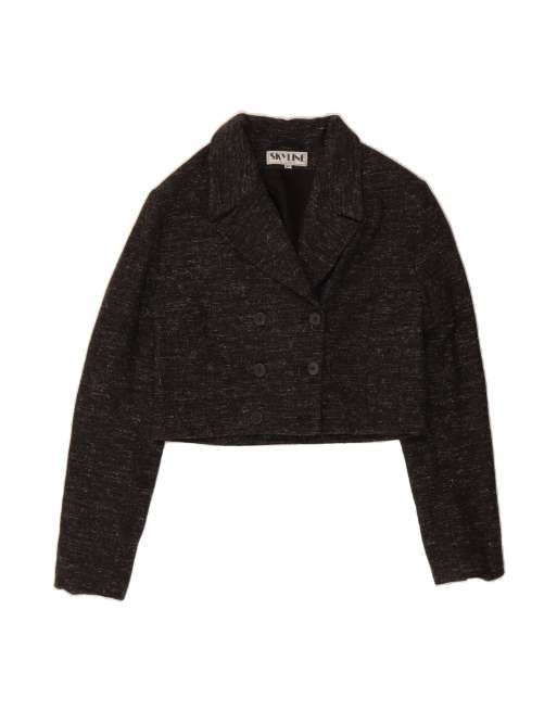 Vintage Crop Blazer Jacket It 40 Small In Black Flecked