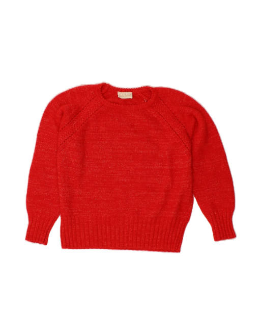 Vintage Crop Boat Neck Jumper Sweater It 48 XL In Red