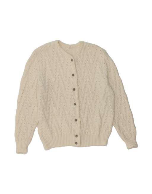 Vintage Crop Cardigan Sweater It 46 Large In White Wool
