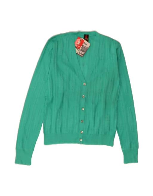 Vintage Crop Cardigan Sweater UK 10 Small In Green