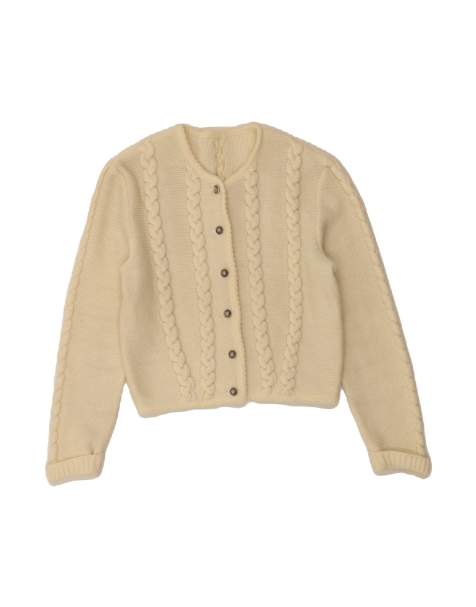Vintage Crop Cardigan Sweater UK 10 Small In Off In White - view 1