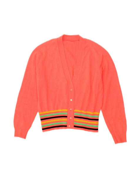 Vintage Crop Cardigan Sweater UK 12 Medium In Pink Striped - view 1
