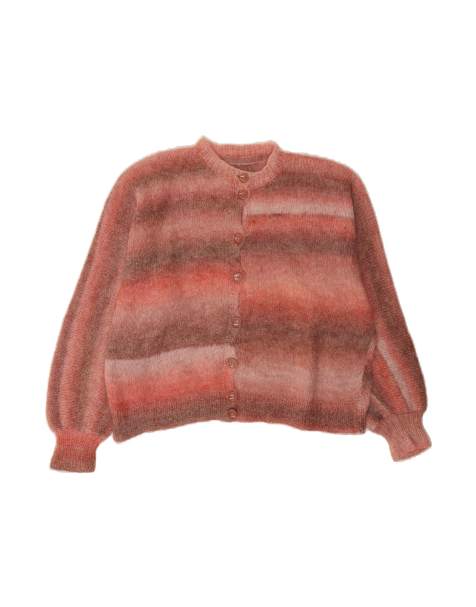 Vintage Crop Cardigan Sweater UK 20 2XL In Pink Striped - view 1