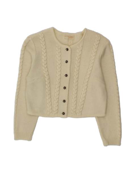 Vintage Crop Cardigan Sweater UK 46 Large In Off In White - view 1