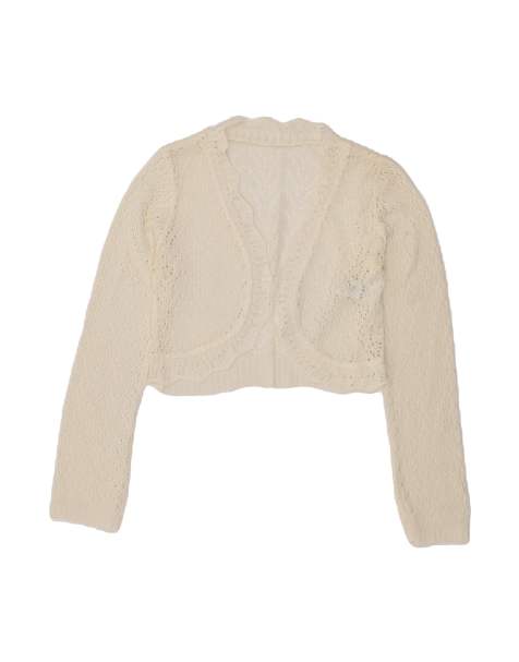 Vintage Crop Cardigan Top UK 8 Small In White - view 1