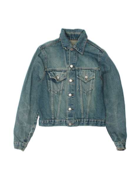 Vintage Crop Denim Jacket UK 10 Small In Blue - view 1