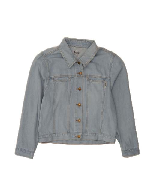 Vintage Crop Denim Jacket UK 14 Medium In Blue