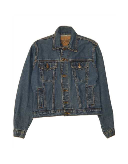 Vintage Crop Denim Jacket UK 20 2XL In Blue