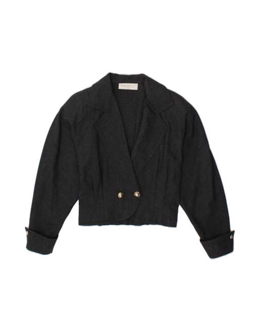 Vintage Crop Double Breasted Blazer Jacket It 42 Medium In Grey
