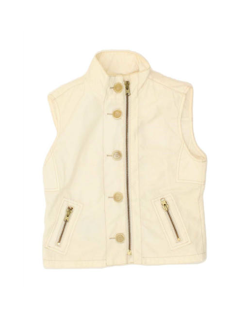 Vintage Crop Gilet UK 10 Small In Off In White
