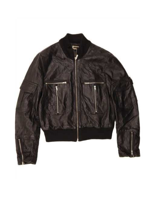 Vintage Crop Leather Jacket It 42 Medium In Black