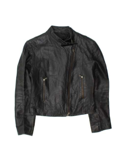 Vintage Crop Leather Jacket It 44 Medium In Black