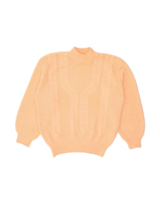 Vintage Crop Turtle Neck Jumper Sweater UK 16 Large In Orange
