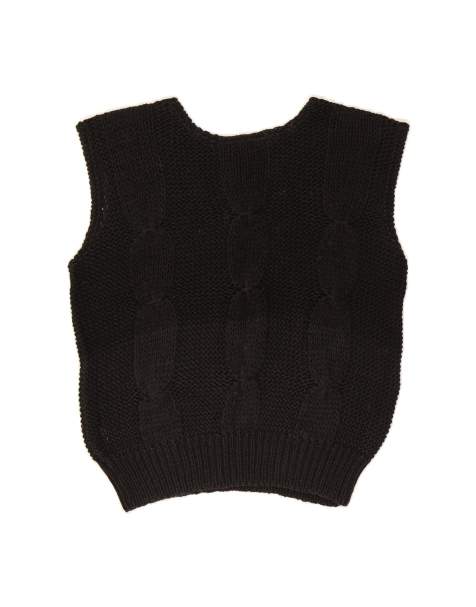 Vintage Crop Vest Tank Top UK 10 Small In Black - view 1