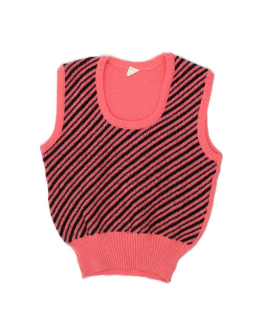 Vintage Crop Vest Tank Top UK 10 Small In Pink Striped