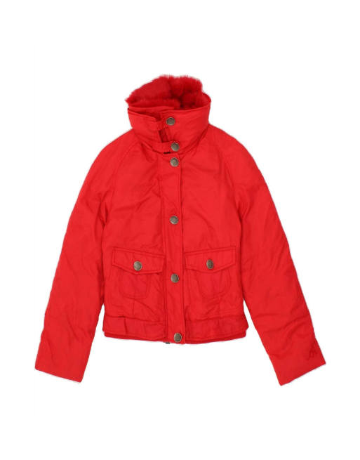 Vintage Crop Windbreaker Jacket UK 12 Medium In Red