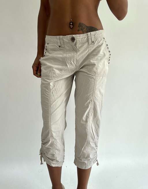 Vintage cropped capri trousers in beige