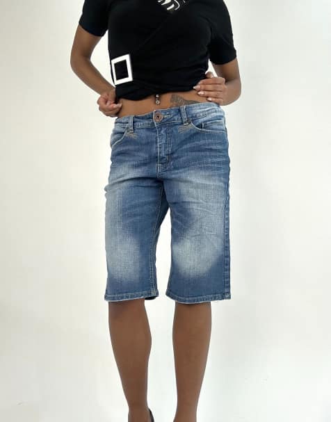 Vintage cropped jeans in blue - view 1