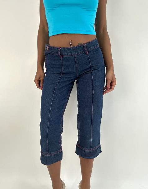 Vintage cropped jeans in blue - view 1