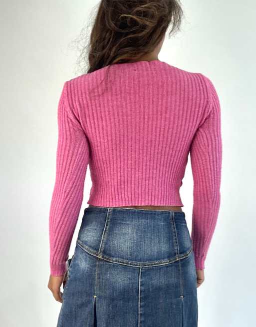 Vintage cropped jumper in pink, 2 of 4