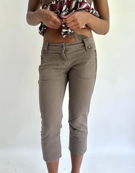 Vintage cropped trousers in brown - view 1
