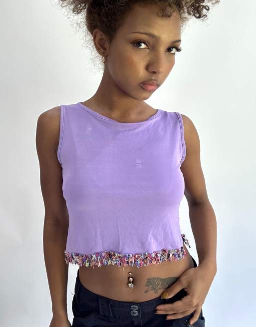 Vintage cropped vest in purple