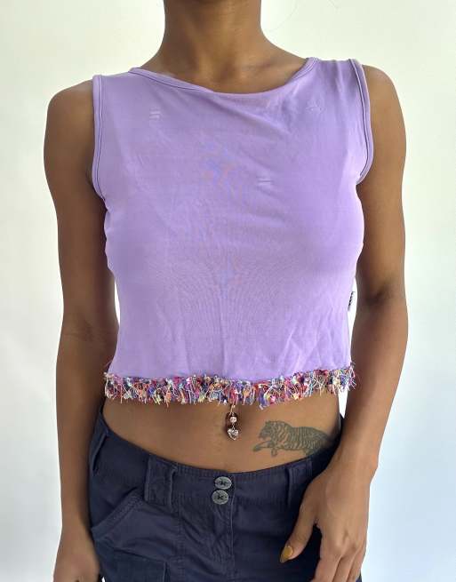 Vintage cropped vest in purple, 3 of 4