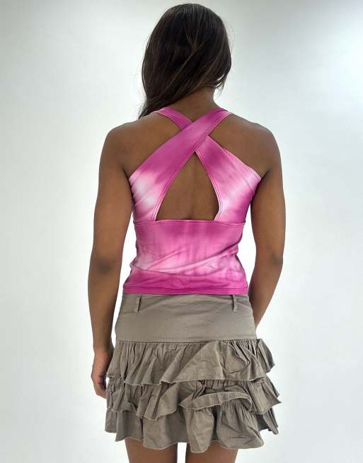 Vintage cross back top in pink, 2 of 4