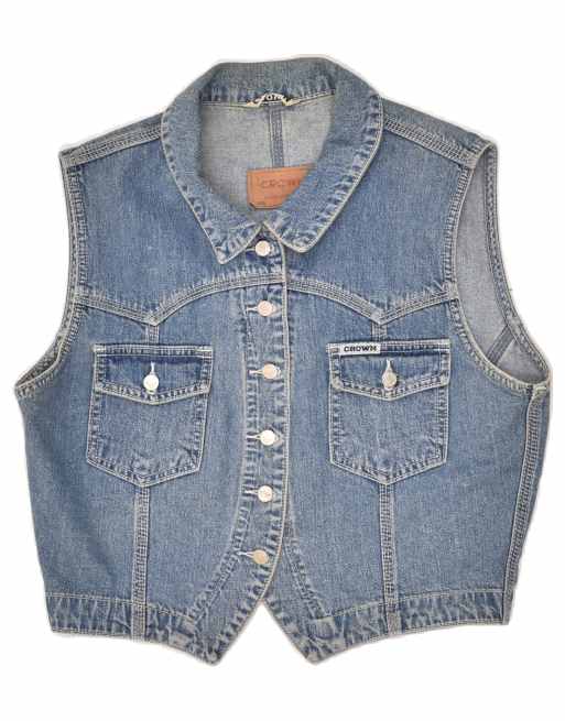 Vintage Crown Size M Denim Gilet in Blue