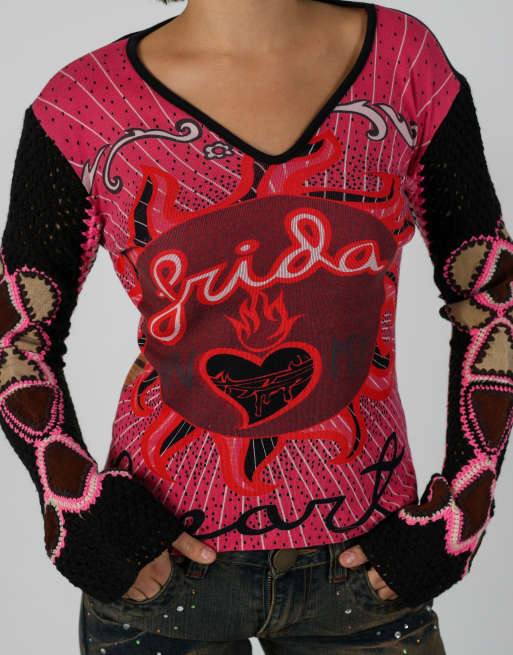 Vintage Custo Barcelona S long sleeve top in black, 4 of 4