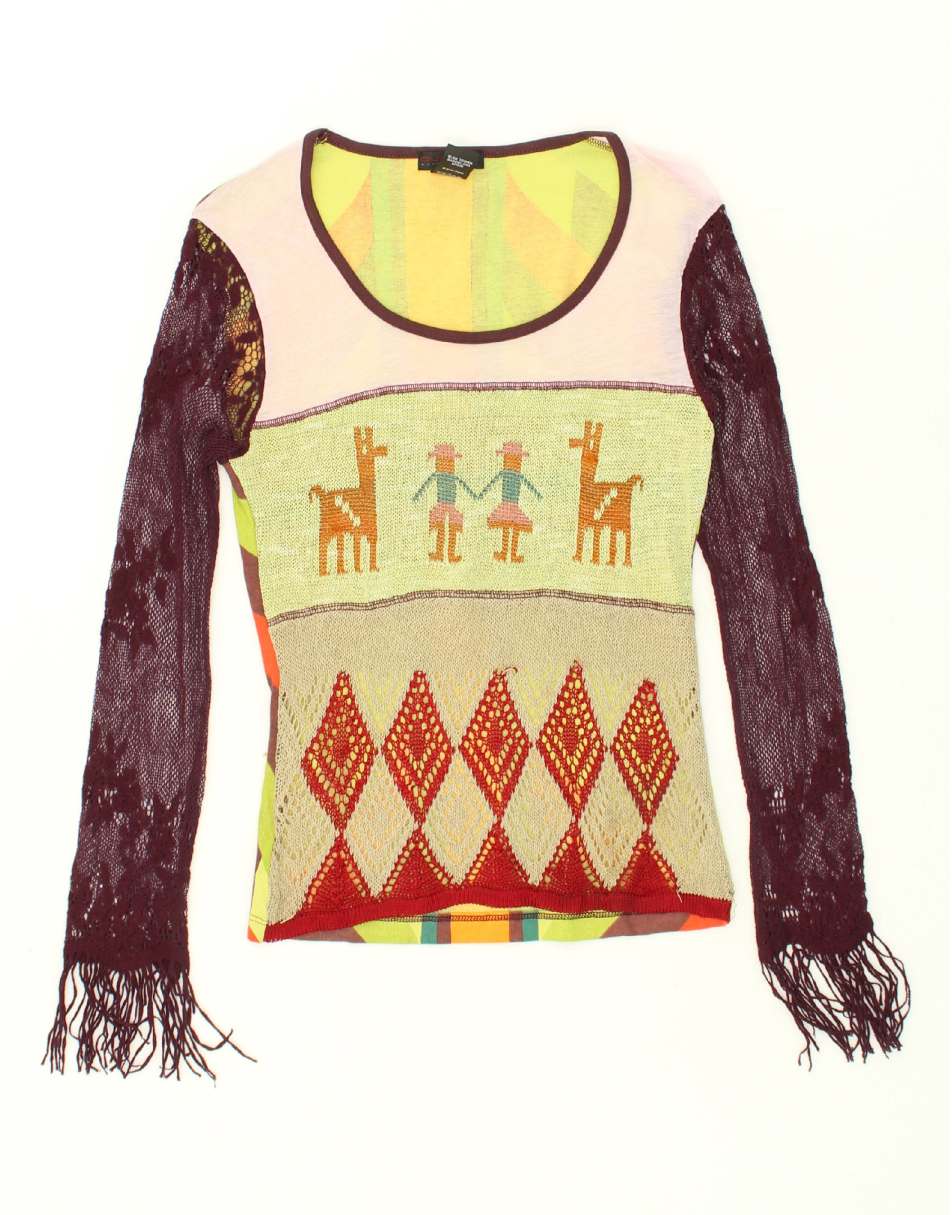 Vintage Custo Barcelona Size L Patchwork Top Long Sleeve in Multicoloured