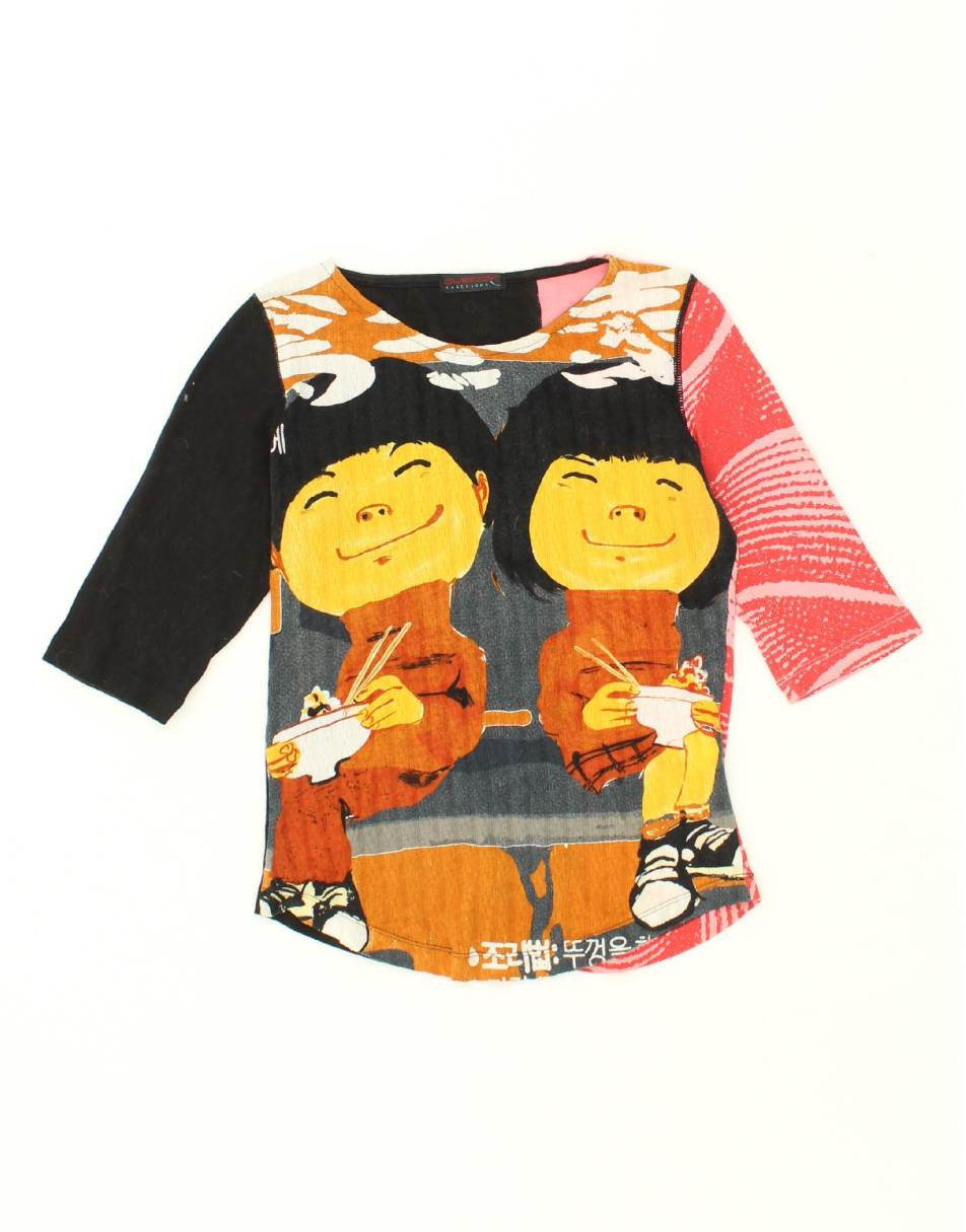 Vintage Custo Barcelona Size M Patchwork Graphic T-Shirt Top in Multicoloured