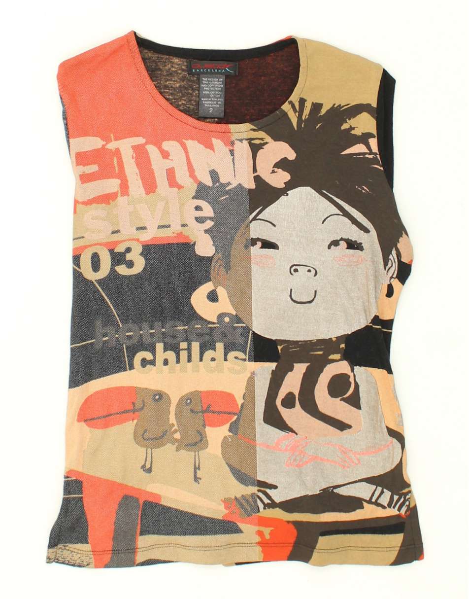 Vintage Custo Barcelona Size XS Patchwork Graphic Top Long Sleeve in Multicoloured 2