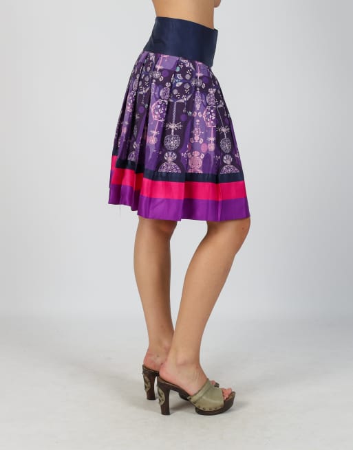 Vintage Custo Barcelona XS woven midi skirt in purple, 2 of 4