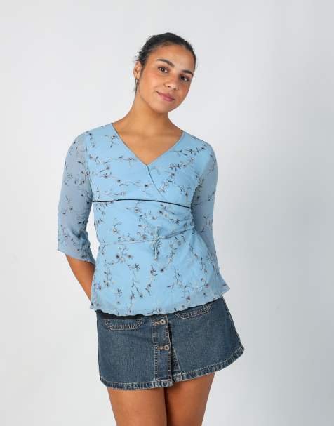 Vintage Daniel Lauren M long sleeve top in light blue - view 1